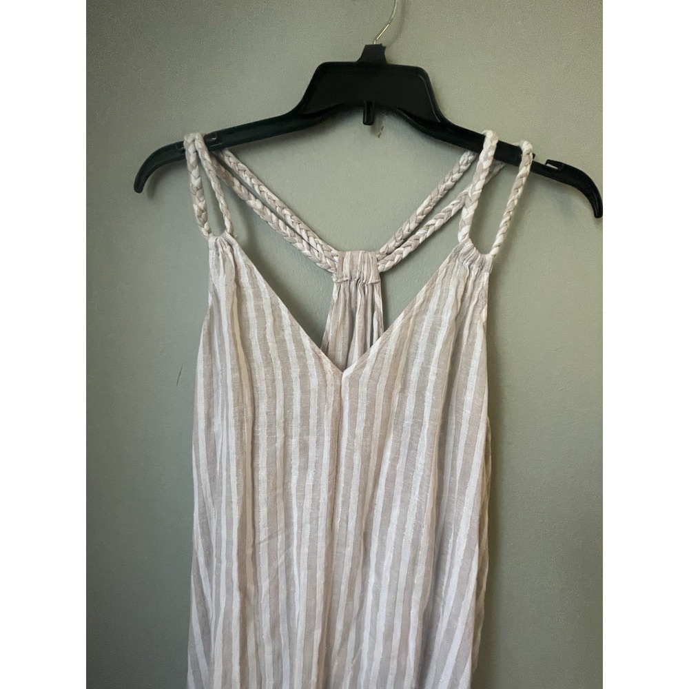 Rachel Ashwell Striped Linen Dress with Braided Straps‎ Beachy Boho XL